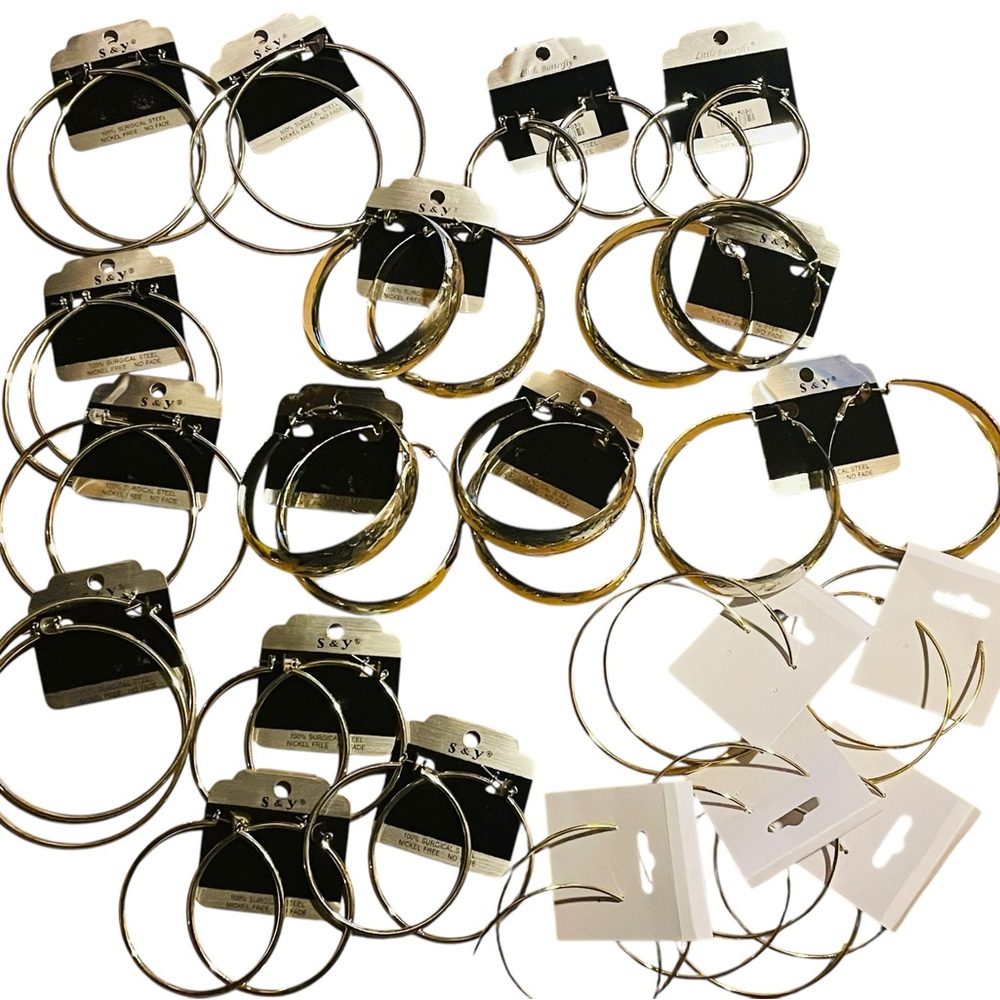 Resellers Lot of 20 silver and gold Hoop Earrings Set
